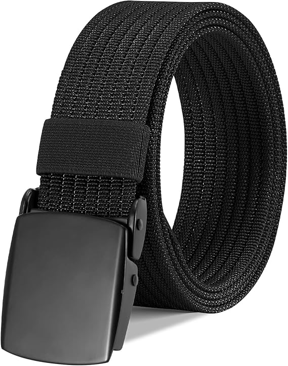 WERFORU Men's Nylon Belt, Military Tactical Belts Breathable Webbing Canvas Belt with Metal Buckle